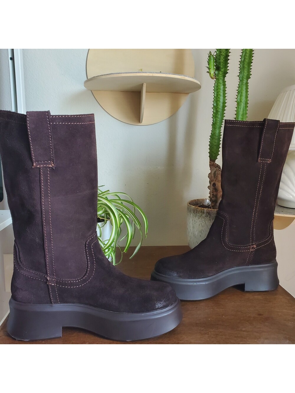 Steve Madden Joselyn Cocolate BrownSuede Platform Boots Size 8.5